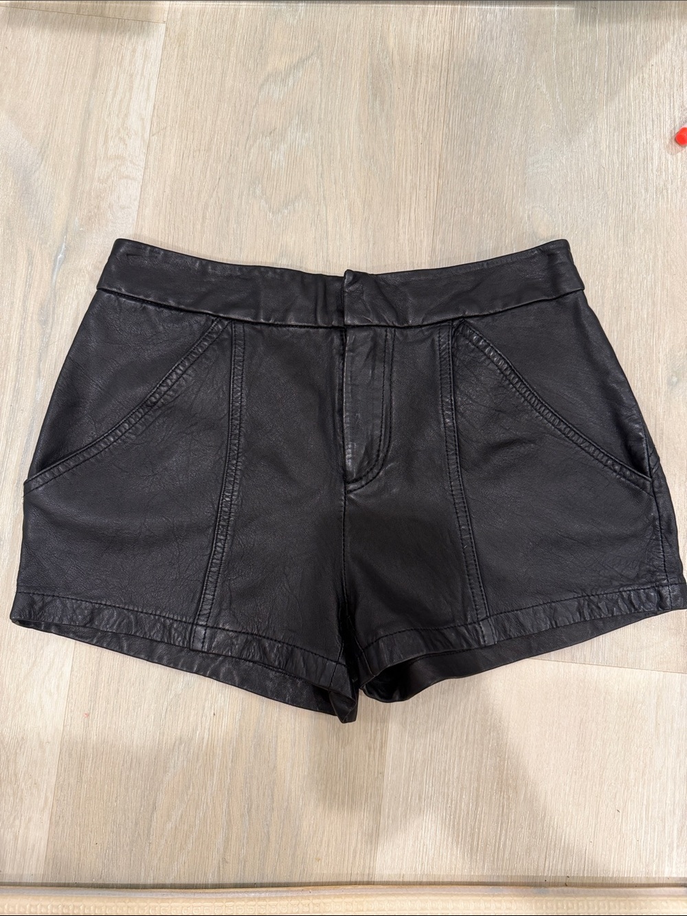 silence + noise Black Faux Leather High-Waist Shorts